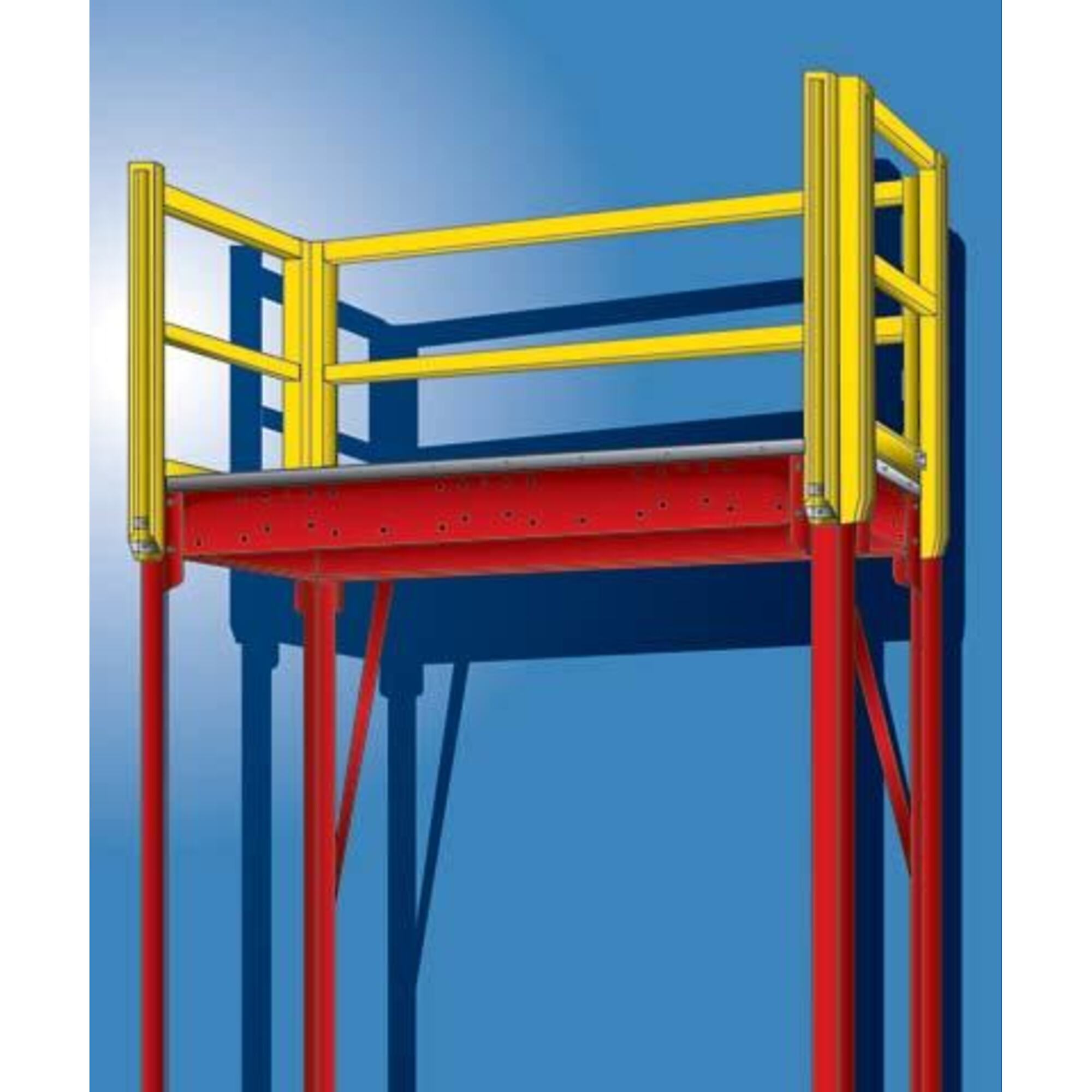 Equipto, 8x12x8 Mezzanine Platform with w Anti-Skid Tuff 36 inch wide tread Osha stairs, Clearance Height 87 in, Capacity 350 lb, Model# 1208-8GMEZ-RT-17